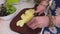 Woman is preparing vegetarian food