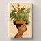 woman print fashion palm beige abstract leaf poster design trendy art. Generative AI.