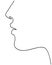 Woman profile continuous line art drawing. Elegant contour silhouette of lower part of woman face. Vector Illustration