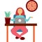 Woman programmer work at computer icon vector