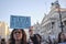 Woman protesting against offshore oil exploitation in Argentina