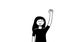 A woman protests with a raised up fist, screaming angrily. Female protester or activist. Design for horizontal banner or