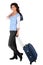 Woman pulling a small suitcase