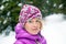 Woman in purple hat and jacket, Karkonosze Mountains, Poland