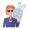 Woman with Rabbit Mask Flat Design Vector