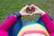 Woman with a rainbow bandanna