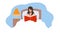 Woman Read Book In Bedroom Before Bedtime Vector