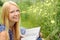 Woman Reading Bible Outside