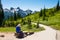 Woman Reading in Mountains