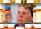 Woman reading prescription label view through med cabinet