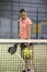 Woman ready for training paddle tennis match and training