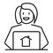 Woman realtor thin line icon. Estate agent vector illustration isolated on white. Broker woman outline style design