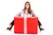 Woman receiving big gift