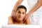 Woman receiving massage relax treatment portrait