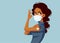 Woman Receiving Third Booster Vaccine Dose Vector Illustration