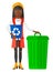 Woman with recycle bins