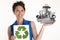 Woman with Recycling Symbol