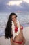 Woman in a red bikini on the beach