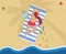 Woman in Red Bikini Lying on Belly at Beach Towel