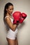 woman with red boxing gloves