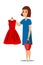 Woman with red dress flat vector illustration