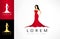 Woman in a red dress logo