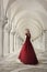 Woman in red dress near San Marco Square Venice