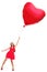 Woman with red heart balloon - funny