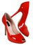 Woman red high shoe