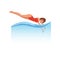 Woman in red swimsuit jumping diving into the water, water sport activity vector Illustration on a white background