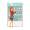 Woman In Red Top In Pharmacy Choosing And Buying Drugs And Cosmetics, Part Of Set Of Drugstore Scenes With Pharmacists