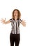 Woman referee hands out catch