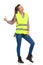 Woman In Reflective Clothing Giving Thumb Up