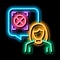 woman refusal mark neon glow icon illustration