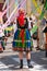 Woman in regional, folklore costumes, colorful handmade skirts