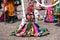 Woman in regional, folklore costumes, colorful handmade skirts