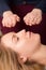 Woman in reiki healing session