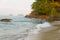 Woman relax with wave morning in Lonely Beach