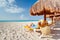 Woman at relaxation under parasol