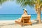 Woman relaxing on deckchair