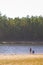 Woman relaxing by lake