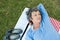 Woman relaxing at park