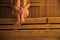 woman relaxing sauna. High quality photo