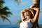 Woman relaxing on summer tropical caribbean travel