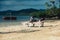 Woman relaxing on sunbed in the tropics