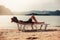 Woman relaxing on sunbed in the tropics