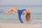 Woman relaxing vacation concept levitation beach