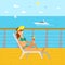 Woman Relaxing on Wooden Pier, Lady on Vacation