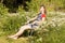 Woman resting in garden