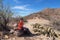 Woman resting on the King Canyon Trail, Arizona.